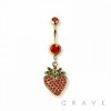 STRAWBERRY CHARM DANGLE 316L SURGICAL STEEL NAVEL BELLY RING
